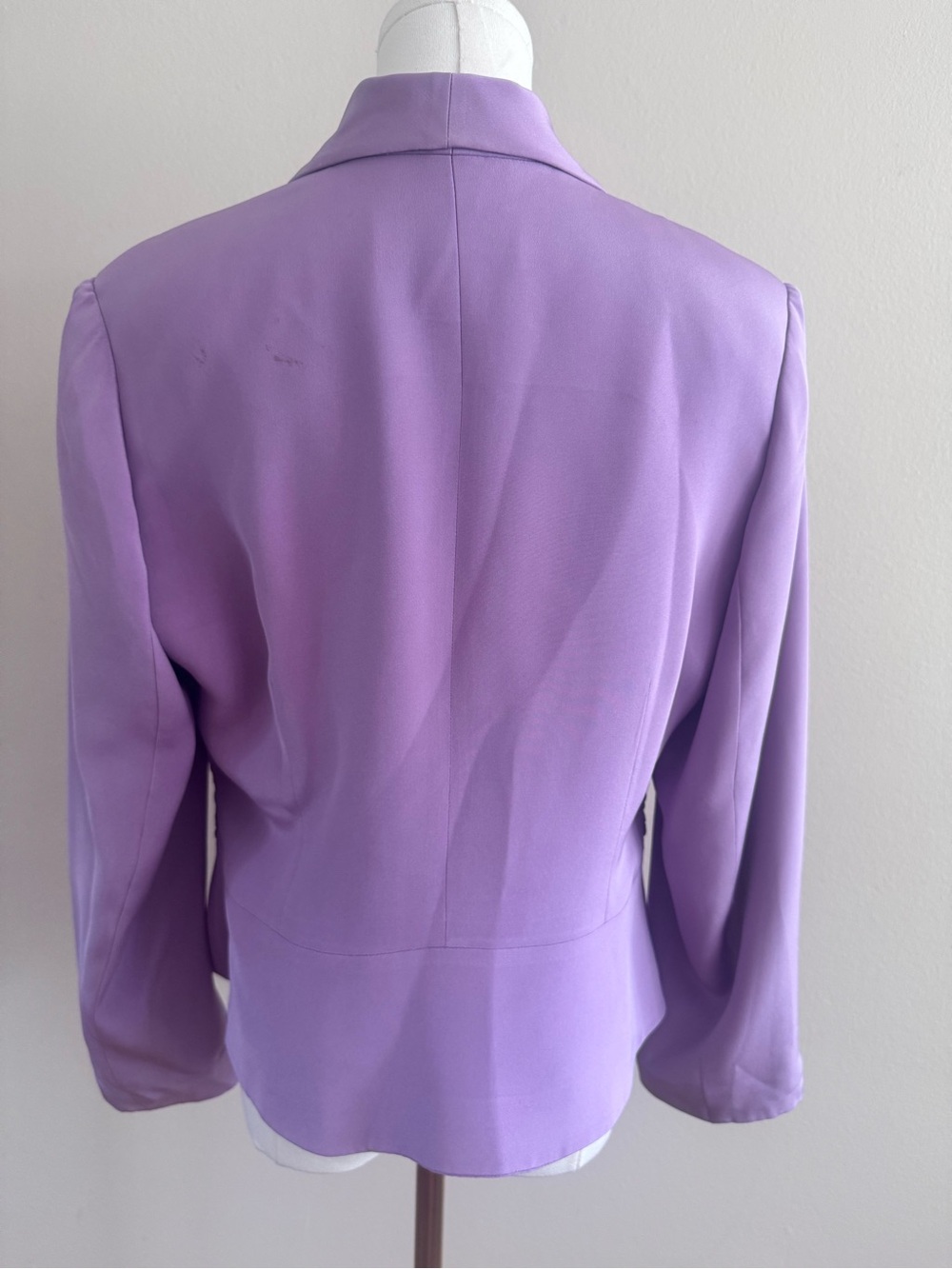 Vintage 00s Bloomingdale's Lavender Shawl-Collar Blazer w/Ruched Front 100% Silk - Picture 3 of 9